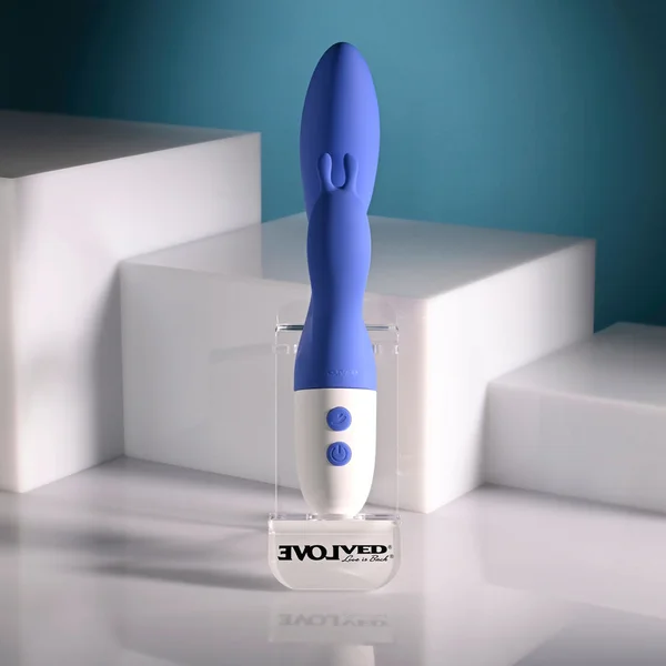 Evolved FUNNY BUNNY - Blue 20 cm USB Rechargeable Rabbit Vibrator — image 5 of 9