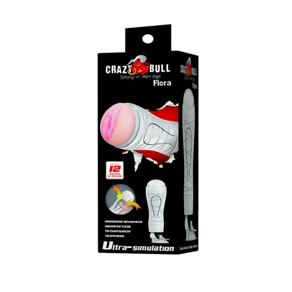 CRAZY BULL FLORA Vibrating Stroker - Flesh USB Rechargeable Vibrating Squeezeable Vagina Stroker with Suction Base — image 8 of 8