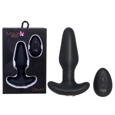 maia devin black usb rechargeable vibrating butt plug