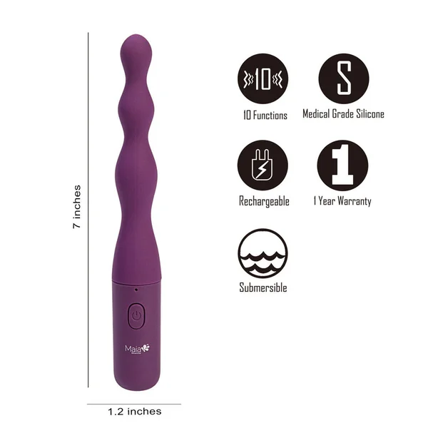 Maia DANI - Purple 17.8 cm USB Rechargeable Beaded Vibrator — image 2 of 5