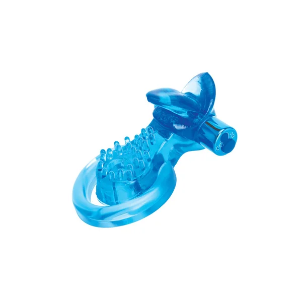 Bodywand Rechargeable Duo Ring with Clit Tickler - Blue USB Rechargeable Vibrating Cock Ring — image 2 of 5
