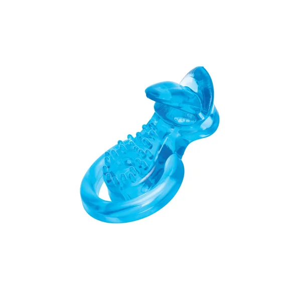 Bodywand Rechargeable Duo Ring with Clit Tickler - Blue USB Rechargeable Vibrating Cock Ring — image 4 of 5