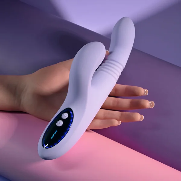 Evolved PEP TALK - Purple 23.3 cm USB Rechargeable Thrusting Vibrator with Tapping Clitoral Stimulator — image 2 of 9