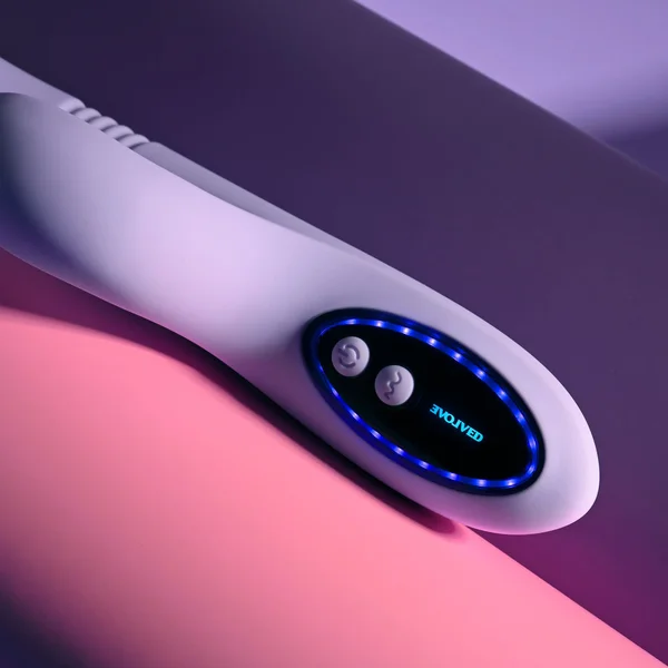 Evolved PEP TALK - Purple 23.3 cm USB Rechargeable Thrusting Vibrator with Tapping Clitoral Stimulator — image 7 of 9