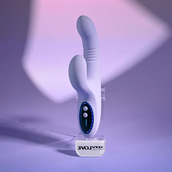 Evolved PEP TALK - Purple 23.3 cm USB Rechargeable Thrusting Vibrator with Tapping Clitoral Stimulator — image 3 of 9