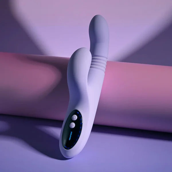 Evolved PEP TALK - Purple 23.3 cm USB Rechargeable Thrusting Vibrator with Tapping Clitoral Stimulator — image 6 of 9