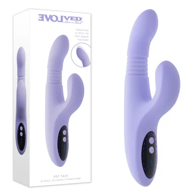 evolved pep talk purple 233 cm usb rechargeable thrusting vibrator with tapping clitoral stimulator