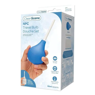 cleanscene 4 piece travel bulb douche set 90 ml capacity with bonus 150 ml travel douche