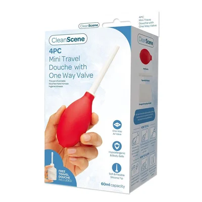 cleanscene 4 piece mini travel douche with one way valve 60 ml capacity with free travel douche included