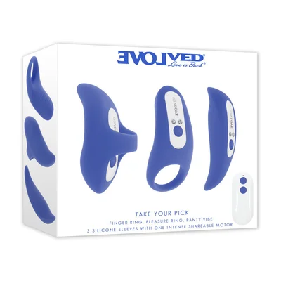 evolved take your pick rechargeable bullet with 3 interchargeable sleeves