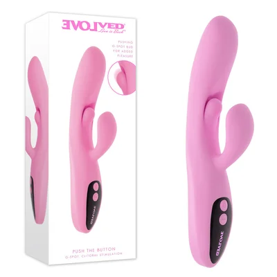 evolved push the button pink 235 cm usb rechargeable rabbit vibrator with g spot bud