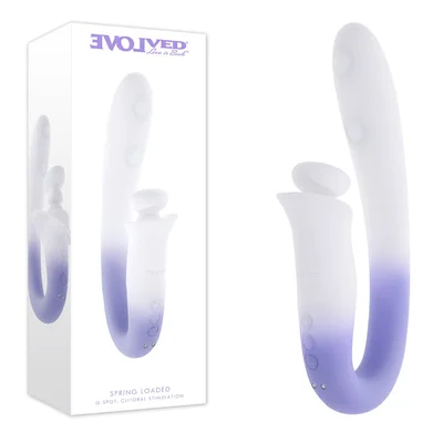 evolved spring loaded whitepurple 23 cm usb rechargeable multi tapping vibrator