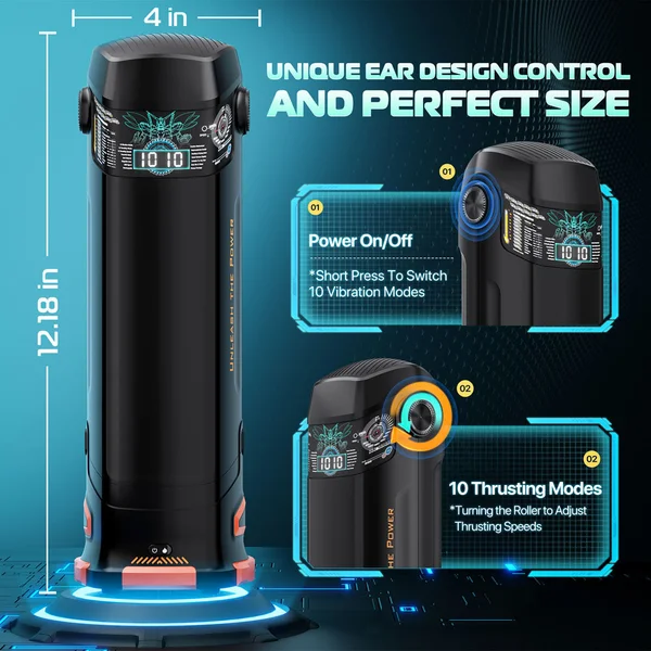 CyberSkin The Titan - Black USB Rechargeable Thrusting & Vibrating Auto Masturbator with Heater — image 5 of 9