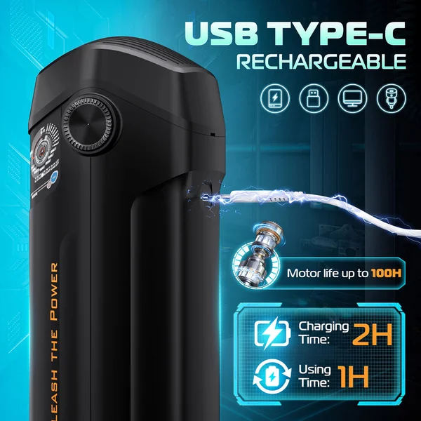 CyberSkin The Titan - Black USB Rechargeable Thrusting & Vibrating Auto Masturbator with Heater — image 8 of 9