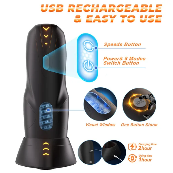 CyberSkin The Galaxy Voy - USB Rechargeable Thrusting & Rotating Auto Masturbator with Heater — image 8 of 9