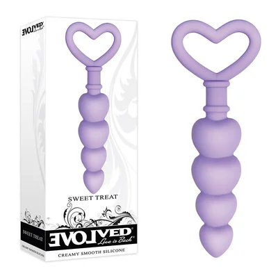 evolved sweet treat purple 115 cm beaded butt plug with handle