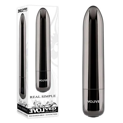 evolved real simple black chrome 10 cm usb rechargeable bullet