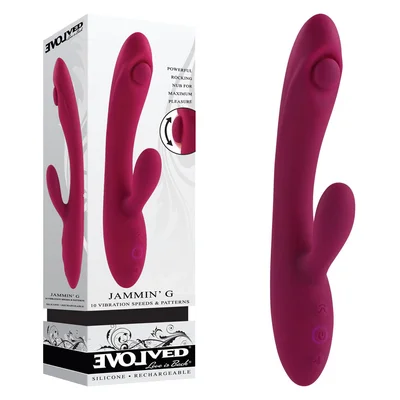 evolved jammin g burgundy 201 cm usb rechargeable rabbit vibrator