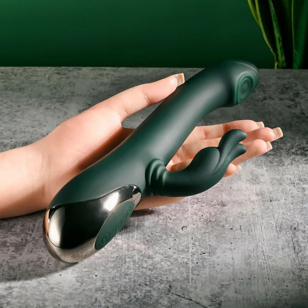 Evolved RABBIT TAP TAP - Green 25 cm USB Rechargeable Rabbit Vibrator with Tapping Tip — image 4 of 9