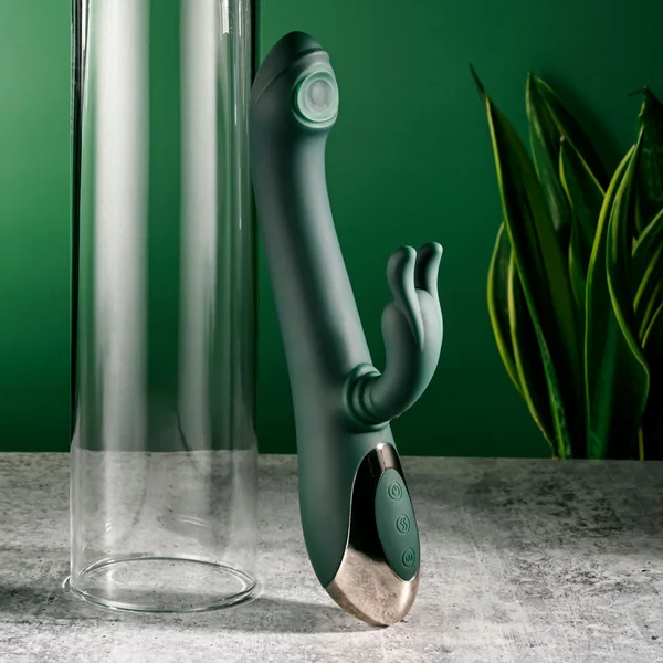 Evolved RABBIT TAP TAP - Green 25 cm USB Rechargeable Rabbit Vibrator with Tapping Tip — image 2 of 9