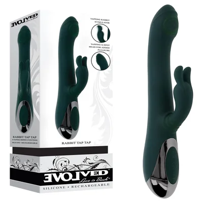 evolved rabbit tap tap green 25 cm usb rechargeable rabbit vibrator with tapping tip
