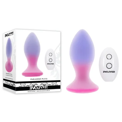 evolved paradise plug pinkpurple 105 cm usb rechargeable vibrating butt plug with wireless remote