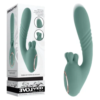 evolved thrust into ecstasy green 21 cm usb rechargeable thrusting rotating vibrator