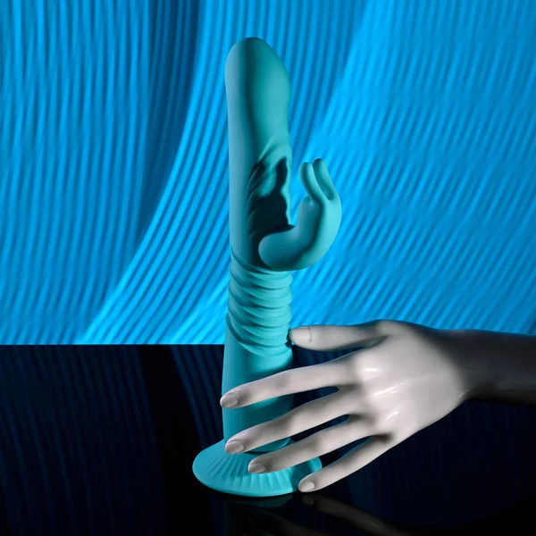 Evolved BUNNY HOP - Teal 25.1 cm USB Rechargeable Thrusting Rabbit Vibrator with Suction Base — image 6 of 8