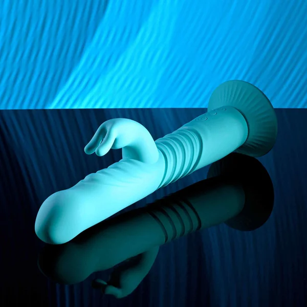 Evolved BUNNY HOP - Teal 25.1 cm USB Rechargeable Thrusting Rabbit Vibrator with Suction Base — image 4 of 8