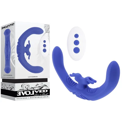 evolved lovebirds purple 208 cm usb rechargeable double ended rabbit vibrator with remote