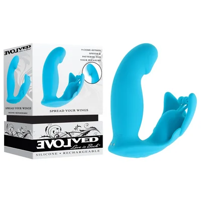 evolved spread your wings blue usb rechargeable wearable butterfly vibrator