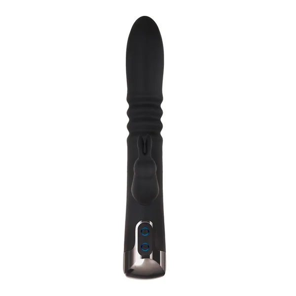 Evolved Rapid Rabbit - Black 25.4 cm USB Rechargeable Thrusting Rabbit Vibrator — image 6 of 8