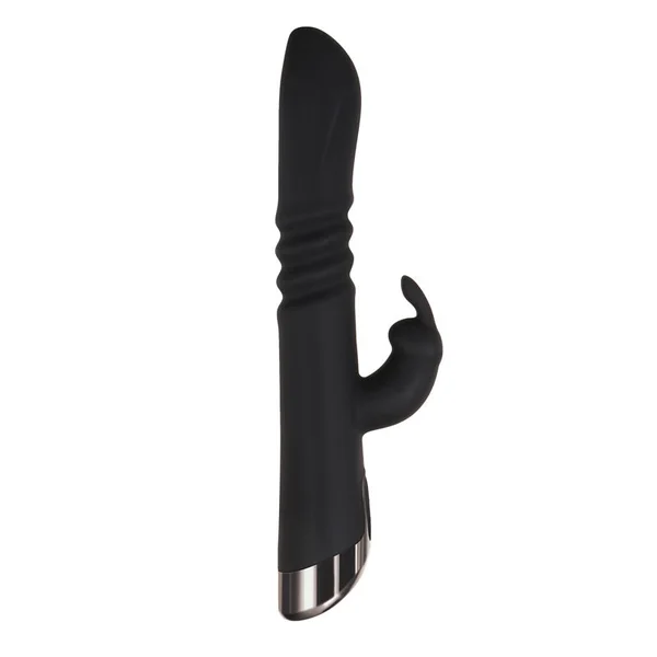 Evolved Rapid Rabbit - Black 25.4 cm USB Rechargeable Thrusting Rabbit Vibrator — image 4 of 8