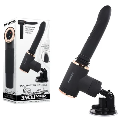evolved too hot to handle black usb rechargeable thrusting vibe with stand