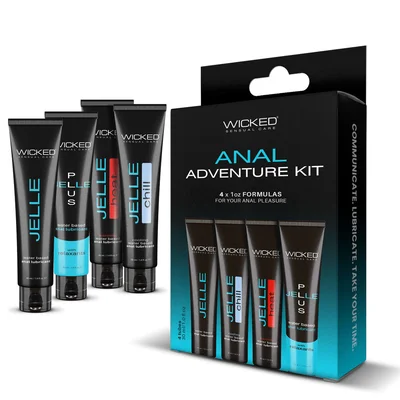 wicked anal adventure kit mixed jelle anal lubricants 30 ml bottles 4 pack