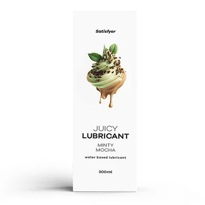 satisfyer juicy lubricant 300 ml minty mocha mint coffee scented water based lubricant 300 ml bottle