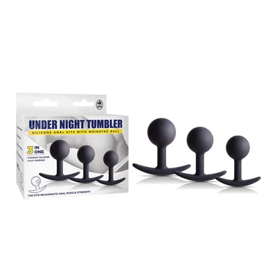 under night tumbler black butt plugs with weighted balls set of 3 sizes