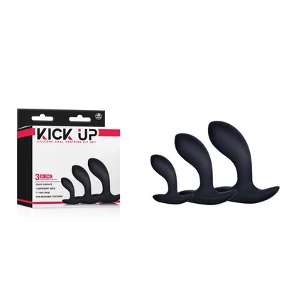 kick up anal trainer set black butt plugs set of 3 sizes