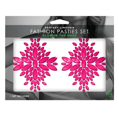 glow fashion pasties set glow pink crystals