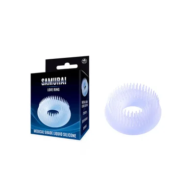 samurai clear soft bristled cock ring