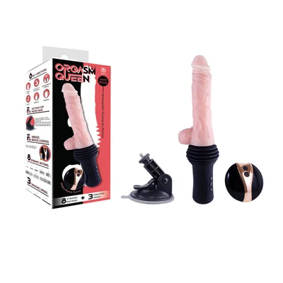 orgasm queen thrusting dildo flesh usb rechargeable vibrating heating thrusting dildo machine with remote control