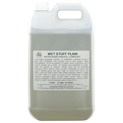 wet stuff plain 5kg bottle water based lubricant with vitamin e 5 kg bottle