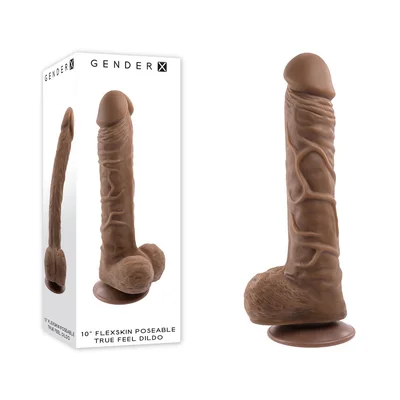 gender x 10 flexskin poseable true feel dark brown 292 cm poseable dong