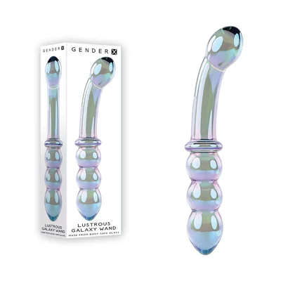 gender x lustrous galaxy wand blueviolet glass 185 cm double ended massager