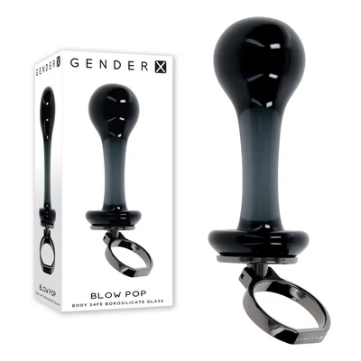 gender x blow pop black 128 cm glass plug with ring pull