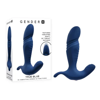 gender x true blue blue 135 cm usb rechargeable thrusting prostate massager