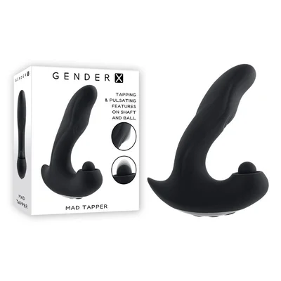 gender x mad tapper black usb rechargeable double tapping vibrating massager