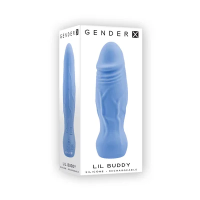gender x lil buddy light blue 101 cm usb rechargeable mini vibrator