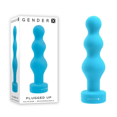 gender x plugged up blue 136 cm usb rechargeable butt plug