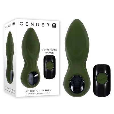 gender x my secret garden green 146 cm usb rechargeable vibrating butt plug with remote control